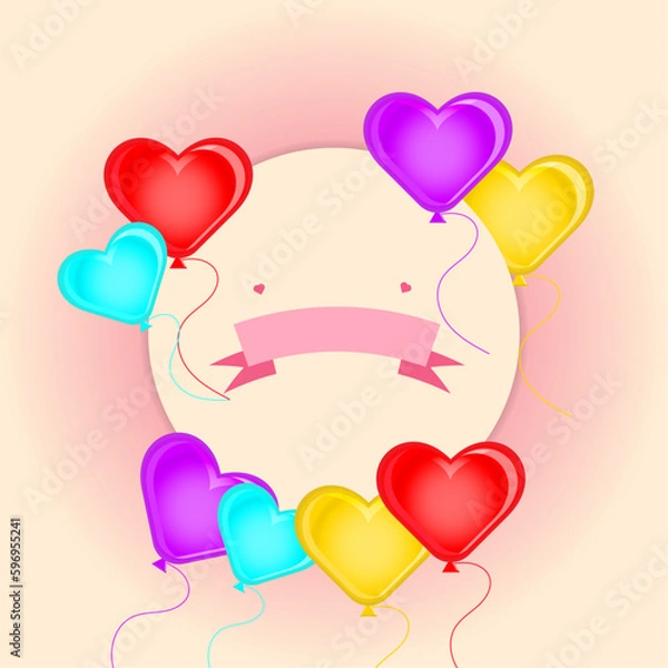 Obraz Happy mothers day Greeting design with heart balloons