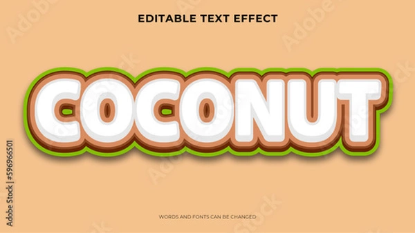 Fototapeta editable coconut text effect