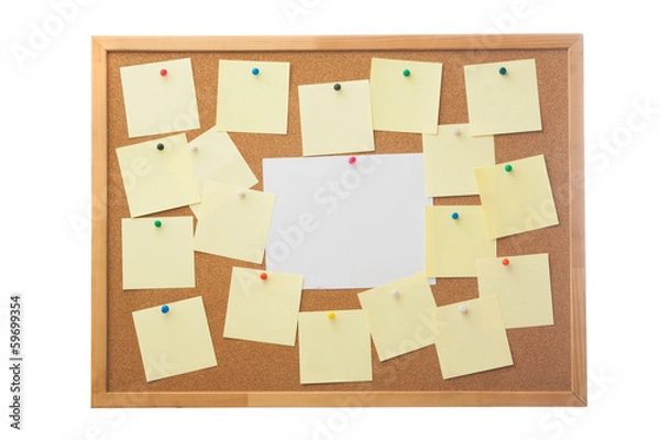 Obraz Corkboard and blank paper notes.