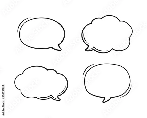 Obraz Comic speech bubble outline set. Retro empty comic bubble. Vector illustration doodle.