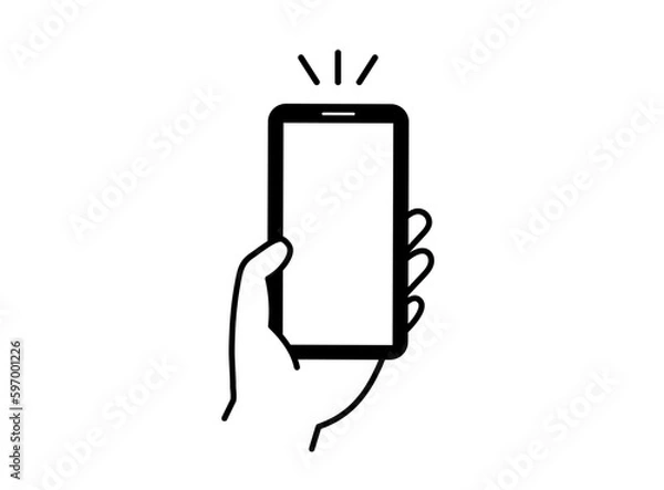 Obraz スマートフォンを持つ手のシンプルアイコン