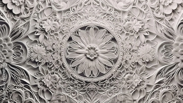 Fototapeta Seamless pattern art of flowers. Generative AI.