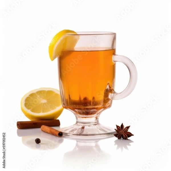 Obraz Hot Toddy cocktail Isolated on White. Generative AI