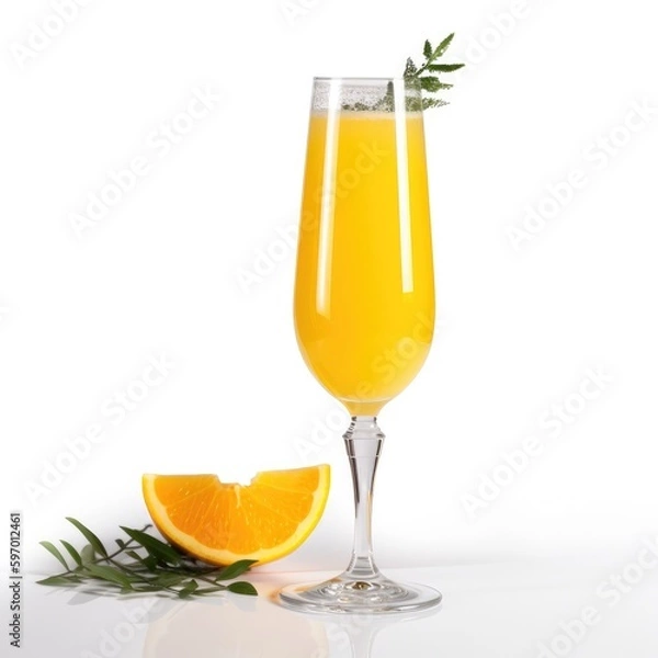 Fototapeta Mimosa cocktail Isolated on White. Generative AI