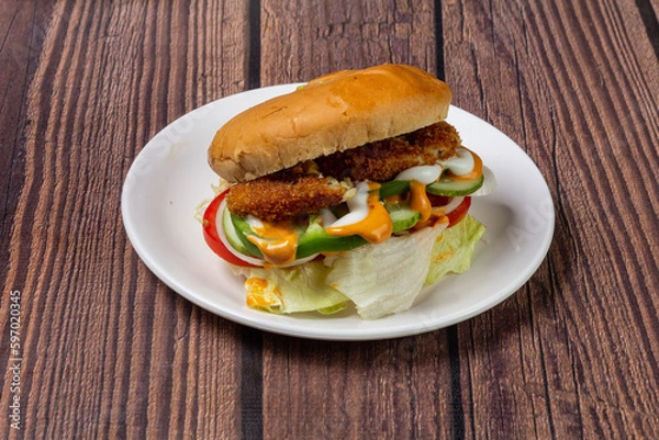 Obraz Fish cheese ball muffin bun