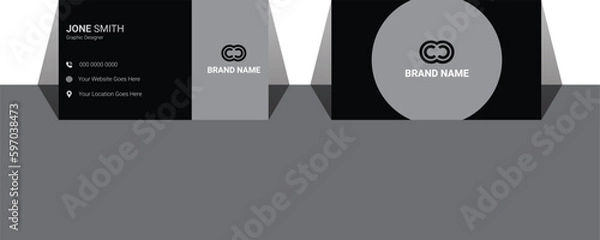 Obraz Business Card, Modern business card template, Flat design, Business Card Layout, Double sided business card template, Black business card, White business card design, professional business card