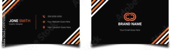 Obraz Business Card, Modern business card template, Flat design, Business Card Layout, Double sided business card template, Black business card, White business card design, professional business card