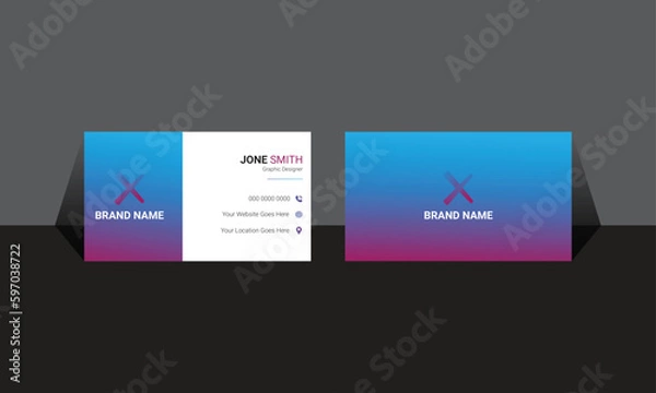 Fototapeta Business Card, Modern business card template, Flat design, Business Card Layout, Double sided business card template, Black business card, White business card design, professional business card