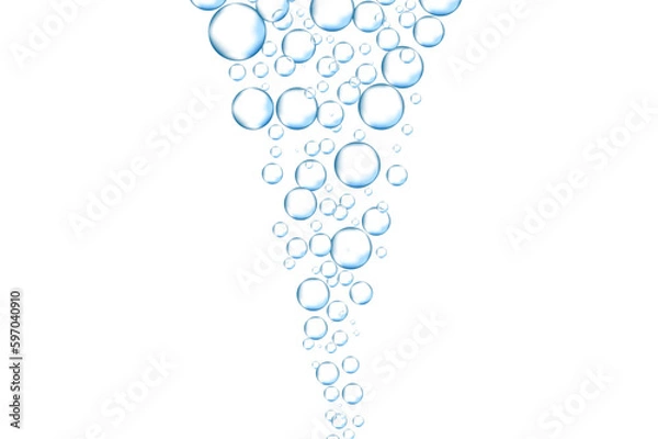 Fototapeta Water bubbles set isolated on white background. Air water bubbles for soda effect, transparent backdrop, icon design, champagne bubbles, texture and wallpaper. Water drops pattern, vector illustration