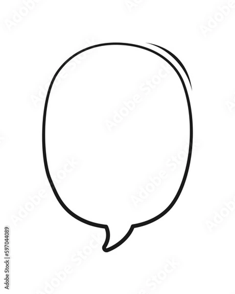 Fototapeta Comic speech bubble outline hand drawn line art. Retro empty comic bubble. Vector illustration doodle.