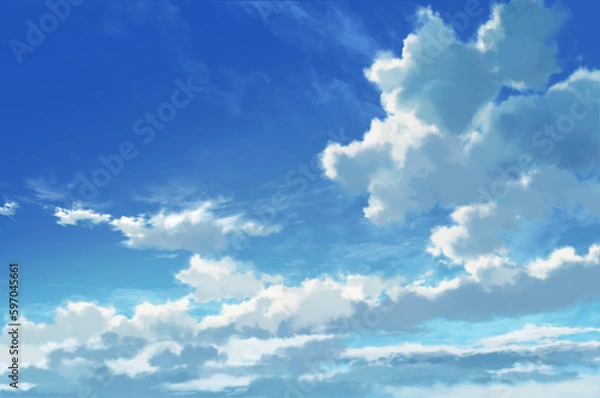 Fototapeta 青空と雲　背景イラスト