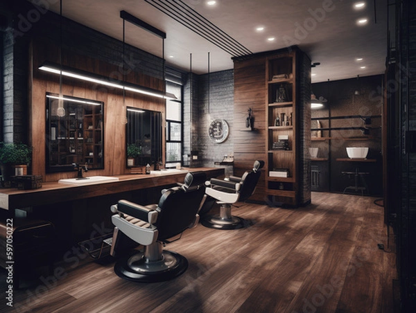 Obraz Generative Ai: Interior Modern Barbershop