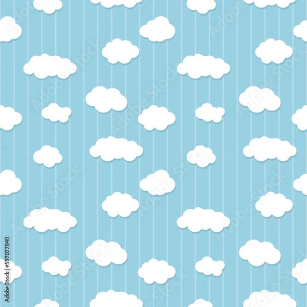 Obraz White clouds seamless pattern on a baby blue background