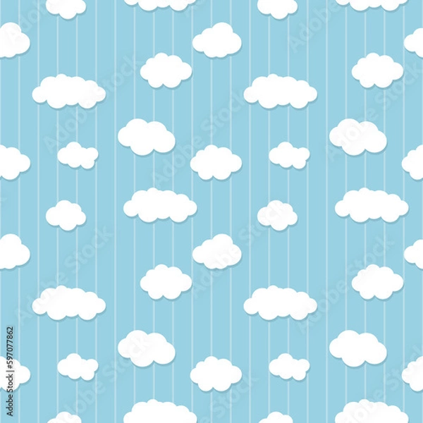 Obraz White clouds seamless pattern on a baby blue background