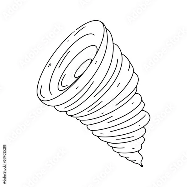 Obraz Tornado in hand drawn doodle style. Vector illustration isolated on white. Coloring page.