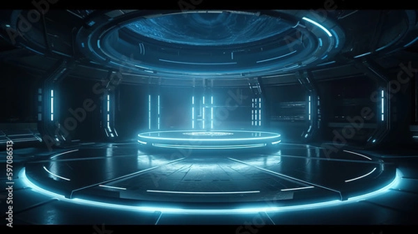 Obraz Science fiction mechanical base,created with Generative AI tecnology.