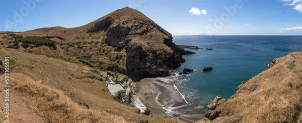 Obraz Panoramic view at the Prainha do Caniçal and Kristian Island, on St. Lourenço Cape or Cabo de São Lourenço, on Madeira Island, Portugal