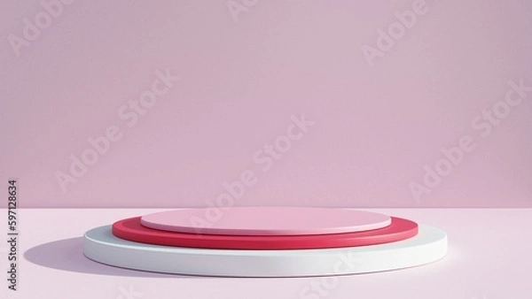 Obraz Podium Background 3D ,There is an area for displaying products ,promote products, Product presentation,3D rendering,show cosmetic product display,help the product stand out,3D Mock up,Minimal style,