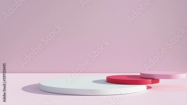 Obraz Podium Background 3D ,There is an area for displaying products ,promote products, Product presentation,3D rendering,show cosmetic product display,help the product stand out,3D Mock up,Minimal style,