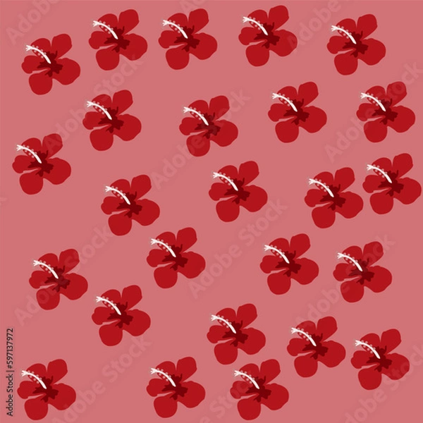 Fototapeta Beautiful red hibiscus flower pattern background