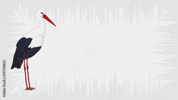 Fototapeta background in gray color with a stork