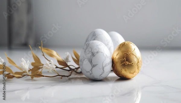 Fototapeta フラワーとエッグのコントラスト綺麗な背景画像