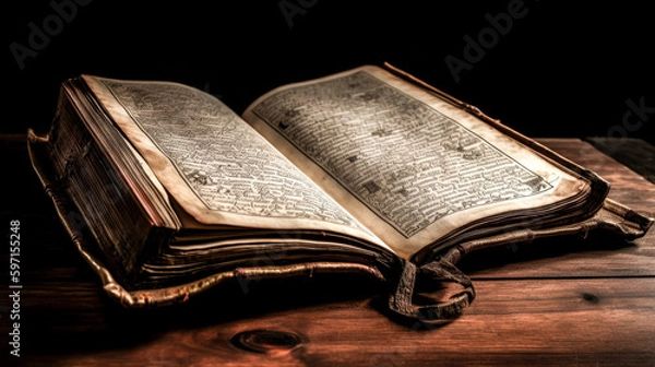 Fototapeta An ancient book was opened - generative ai.