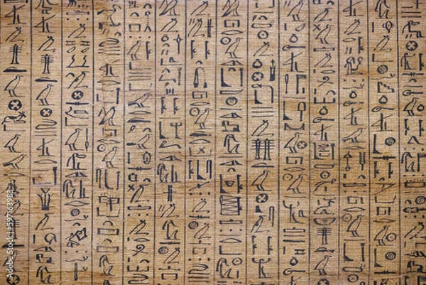 Fototapeta Ancient Egyptian hieroglyphs on papyrus - Cairo