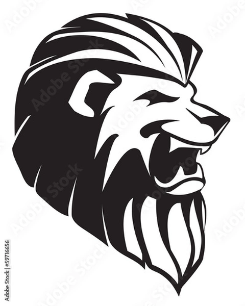 Obraz The head of black roaring lion for tatoo