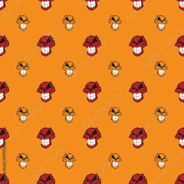 Fototapeta Seamless pattern background with skulls