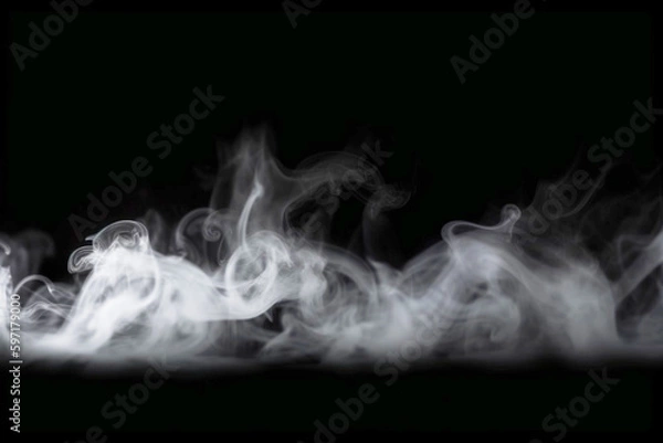 Fototapeta Mystical Smoke on Isolated Black Background: Abstract, Artistic