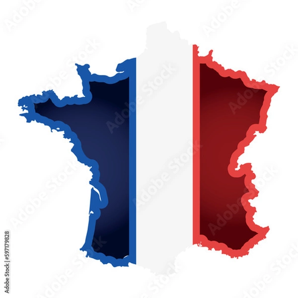 Fototapeta Isolated colored map of france with its flag Vector