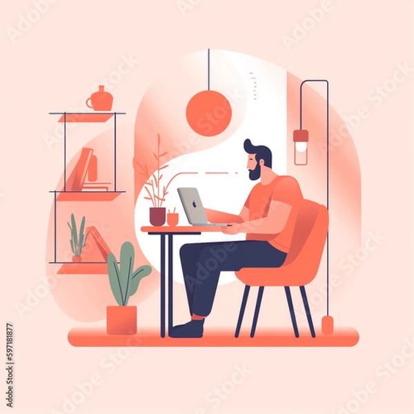 Fototapeta Man working from home