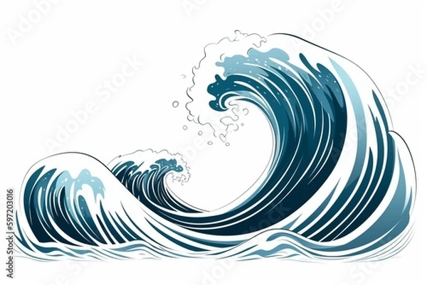 Obraz Flowing Water Waves Vector Art Generative AI