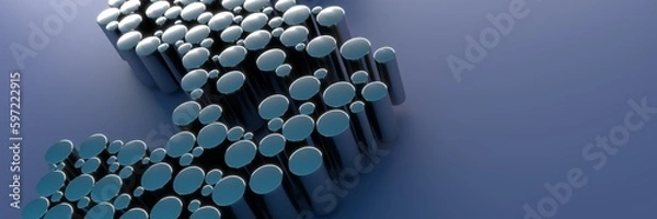 Fototapeta Abstract background of colored cylinders and free space. 3D visualization