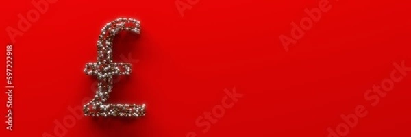 Fototapeta The British currency symbol on a red background. 3D-visualization
