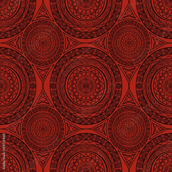 Fototapeta Circular patterns on a red background