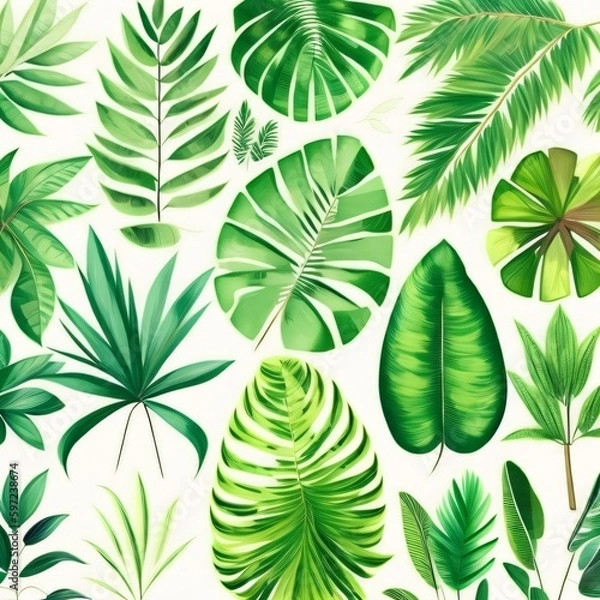 Fototapeta seamless pattern with green leaves