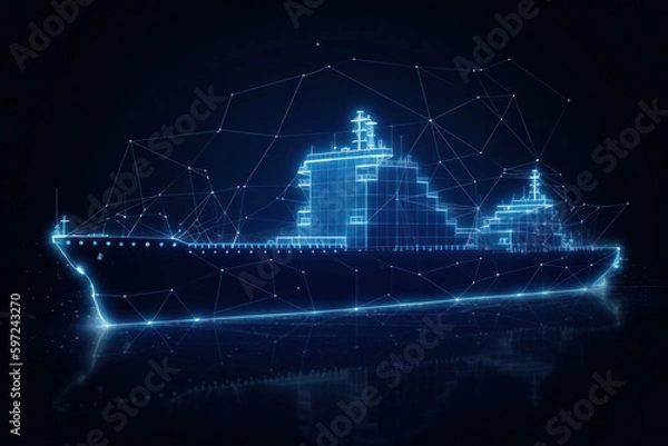 Obraz Container cargo ship global business logistics import export freight shipping transportation