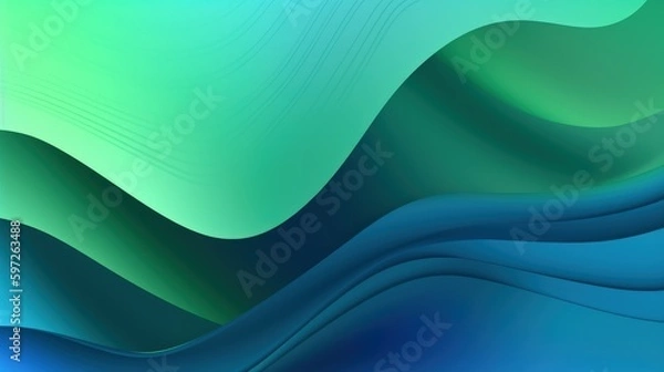 Fototapeta abstract blue green flowing background