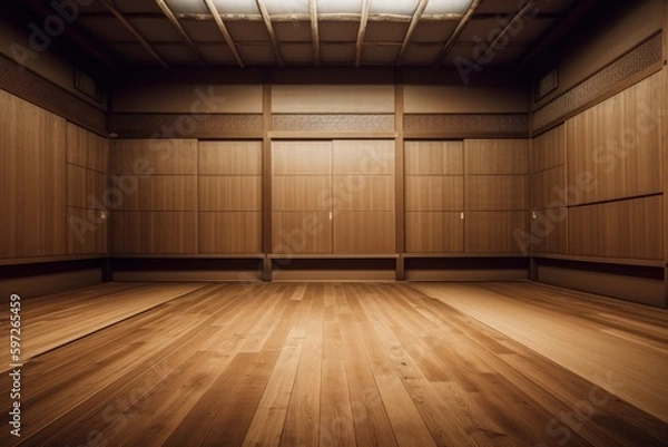 Fototapeta karate dojo room made of wood