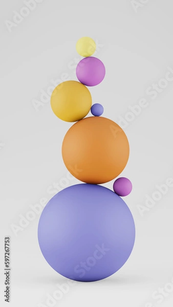 Fototapeta balanced still life with geometric shapes, 3d render