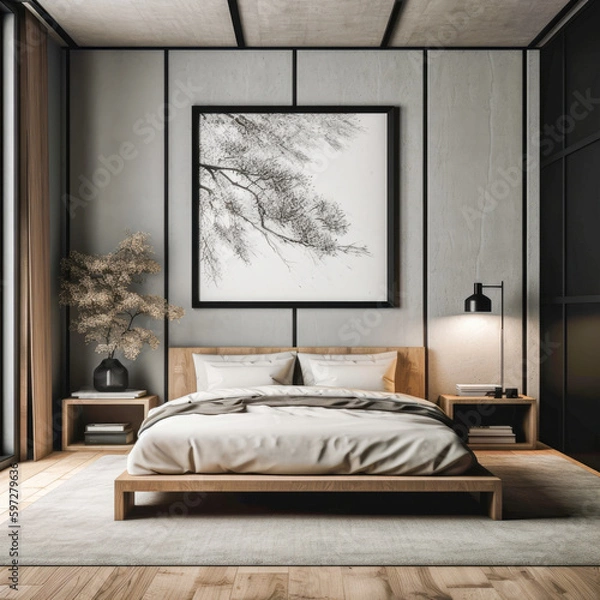 Fototapeta photo frame for home interior architecture with Japan style, modern and sleek design
