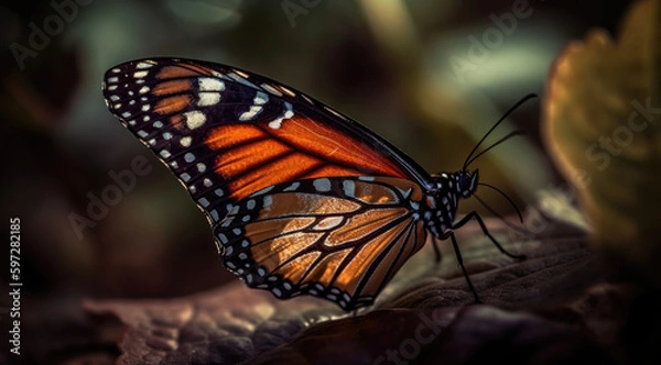 Fototapeta The Intricate Details of a Monarch Butterfly's Wings in a PNG Image.