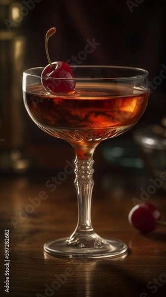 Fototapeta Manhattan with Cherry. Generative AI.