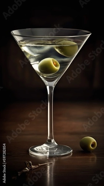 Fototapeta Martini with Olive Garnish. Generative AI.