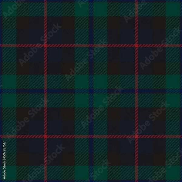 Fototapeta Campbell of Cawdor modern tartan plaid. Scottish pattern fabric swatch close-up. 