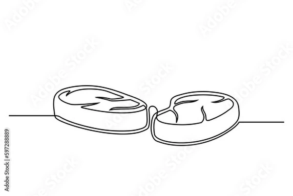 Fototapeta Continuous line drawing bbq steak isolated on white background. BBQ concept. Vector illustration