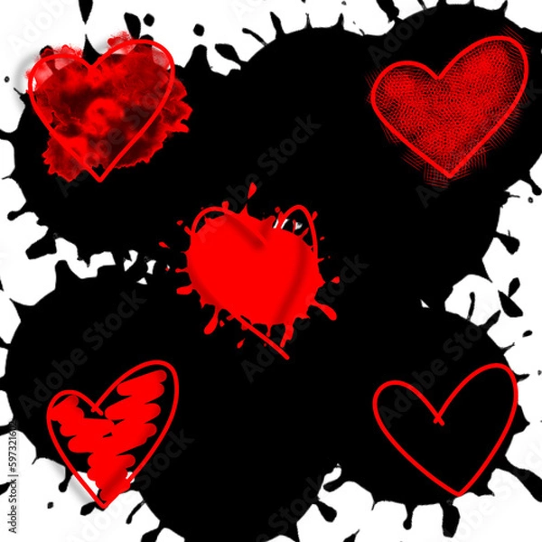 Obraz seamless background with hearts on ink splash 
