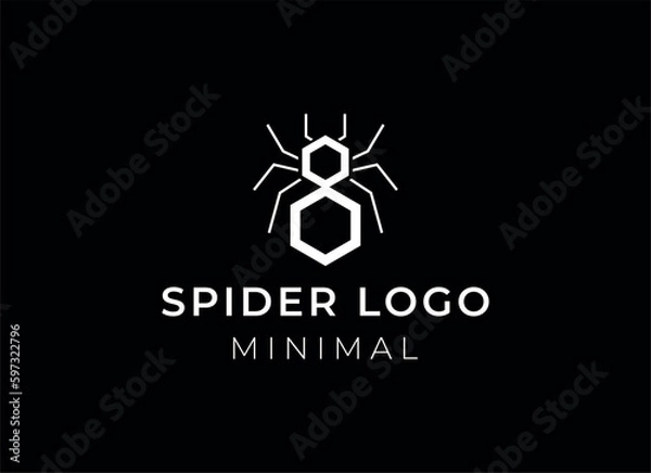 Fototapeta Spider logo template. Spider icon. Flat spider. Minimalist spider logo design